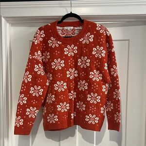 Madewell Women's Red Snowflake Sweater